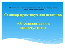 Семинар - практикум тема: От социализации к саморегуляции методическая разработка по теме