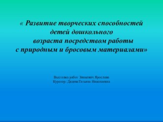 Развитие творческих способностей детей дошкольного возраста посредством работыс природным и бросовым материалами презентация к уроку (старшая группа)