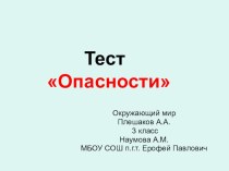 тест Опасности тест по окружающему миру (3 класс)