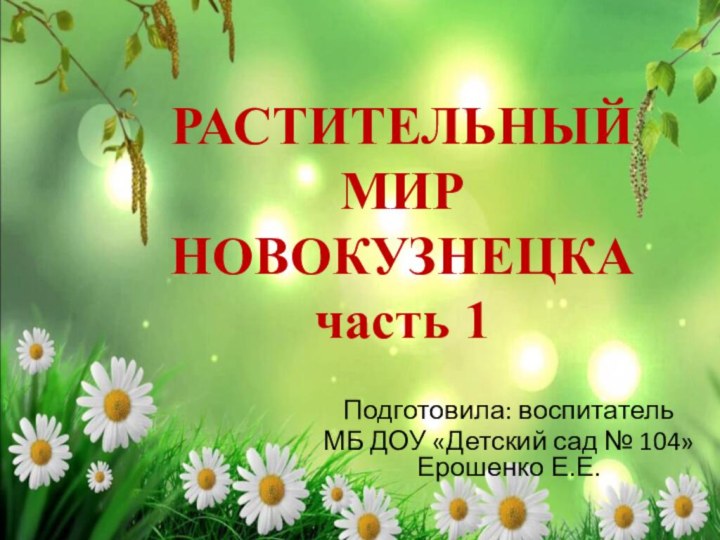 РАСТИТЕЛЬНЫЙ МИР НОВОКУЗНЕЦКА часть 1Подготовила: воспитатель МБ ДОУ «Детский сад № 104» Ерошенко Е.Е.