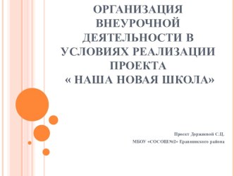 Организация внеурочной деятельности в условиях реализации проекта презентация к уроку