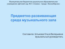 Предметно-развивающая среда музыкального зала презентация