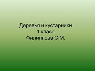 Презентация Деревья и кустарники часть 7 1 класс презентация к уроку по окружающему миру (1 класс) по теме