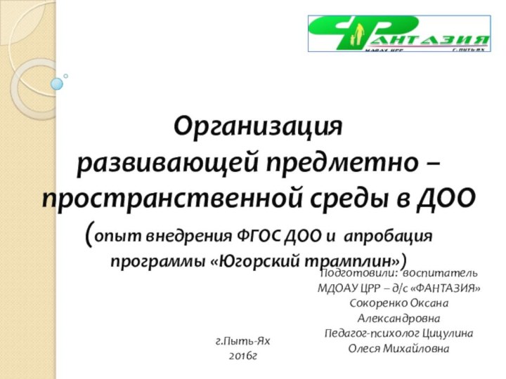 Организация  развивающей предметно – пространственной среды в ДОО (опыт внедрения ФГОС