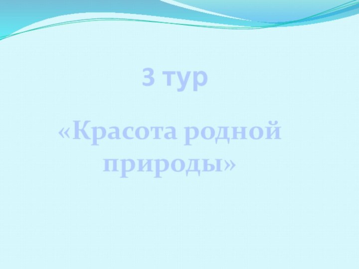 3 тур«Красота родной природы»