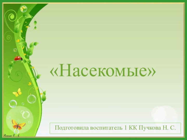 «Насекомые»Подготовила воспитатель 1 КК Пучкова Н. С.