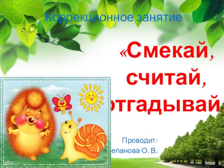 «Смекай, считай,  отгадывай»Проводит:Степанова О. В.Коррекционное занятие