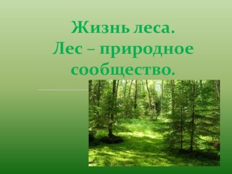 Жизнь леса. Лес - природное сообщество. план-конспект урока по окружающему миру (4 класс)