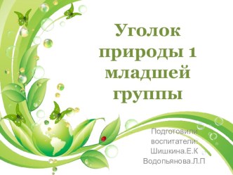 Уголок природы 1 младшей группы презентация к уроку по окружающему миру (младшая группа)