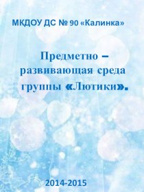 Предметно-развивающая среда в группе презентация к уроку (младшая группа)