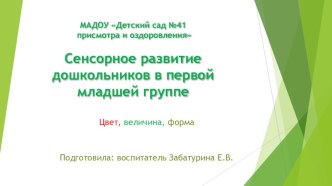 Презентация Сенсорика презентация к уроку (младшая группа)
