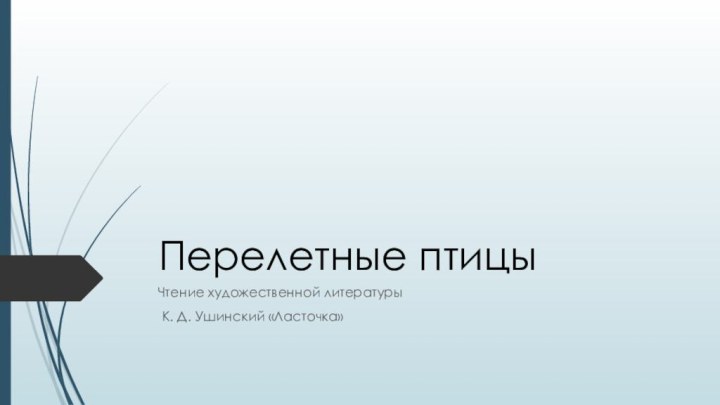 Перелетные птицыЧтение художественной литературы К. Д. Ушинский «Ласточка»