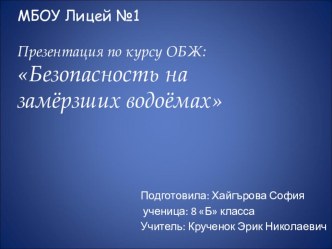 Презентация Безопасность на замёрзших водоёмах презентация к уроку
