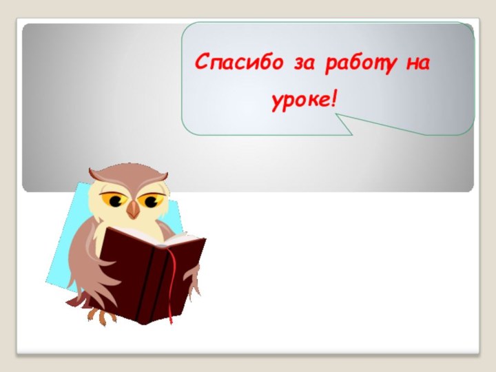 Спасибо за работу на    уроке!