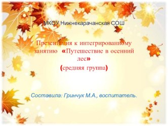 Презентация к интегрированному занятию Путешествие в осенний лес презентация к уроку по окружающему миру (средняя группа)