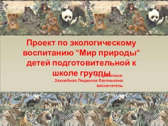 Проект по экологическому воспитанию Мир природыдетей подготовительной к школе группы проект (подготовительная группа)