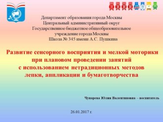 Презентация Развитие сенсорного восприятия и мелкой моторики... презентация