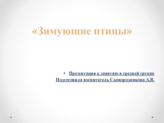 Презентация Зимующие птицы план-конспект занятия по развитию речи (средняя группа)