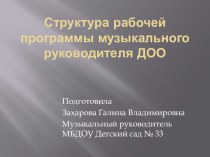 Структура рабочей программы музыкального руководителя ДОУ рабочая программа