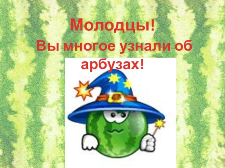 Молодцы! Вы многое узнали об арбузах!