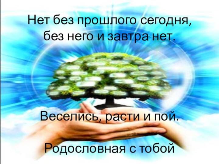 Нет без прошлого сегодня, без него и завтра нет.