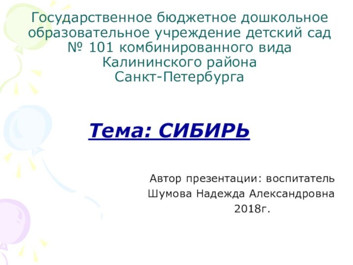 Государственное бюджетное дошкольное образовательное учреждение детский сад № 101 комбинированного вида