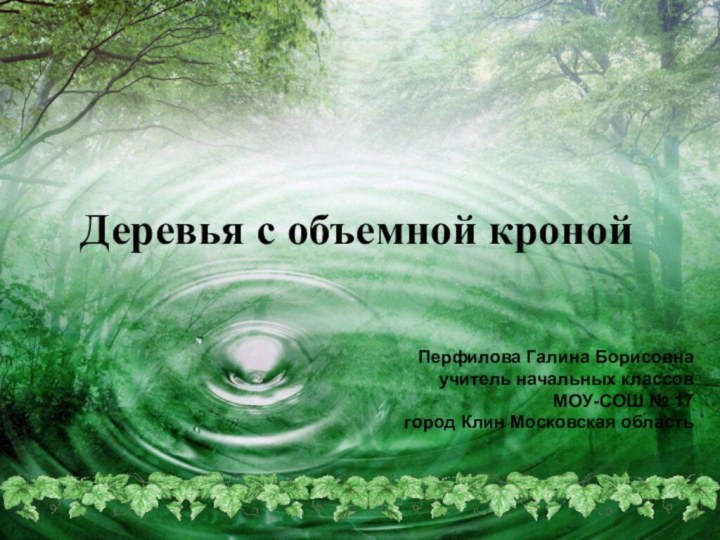 Деревья с объемной кроной Перфилова Галина Борисовнаучитель начальных классовМОУ-СОШ № 17город Клин Московская область