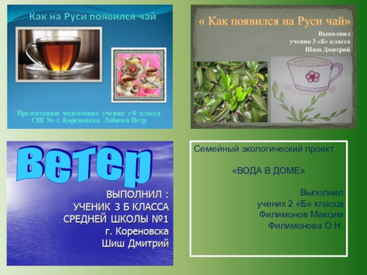 Семейный экологический проект«ВОДА В ДОМЕ»Выполнилученик 2 «Б» классаФилимонов МаксимФилимонова О.Н.