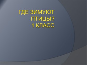 Презентация Где зимуют птицы? презентация к уроку по окружающему миру (1 класс) по теме