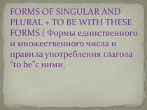 forms of singular and plural to be