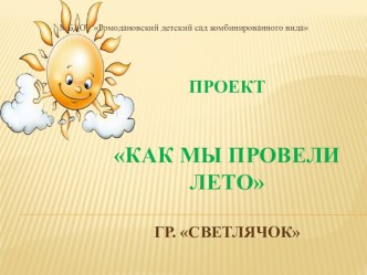 Проект Как мы провели лето проект
