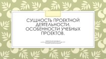 Сущность проектной деятельности ( часть 1)