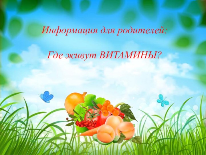 Информация для родителей:Где живут ВИТАМИНЫ?