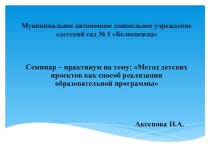 Семинар-практикум Метод детских проектов как способ реализации образовательной программы материал