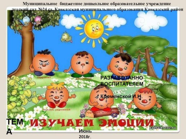 Муниципальное бюджетное дошкольное образовательное учреждение детский сад №24 ст. Кавказская муниципального образования