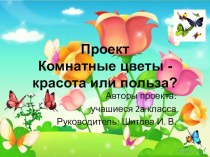 социально- значимый проект Комнатные цветы- красота или польза? проект по зож (1, 2, 3, 4 класс)