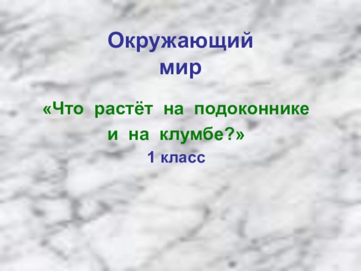 Окружающий мир«Что растёт на подоконникеи на клумбе?»1 класс