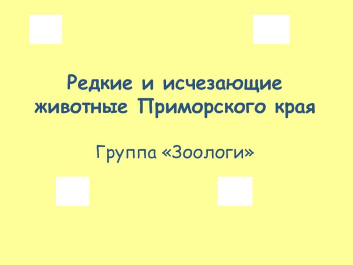 Редкие и исчезающие животные Приморского края  Группа «Зоологи»