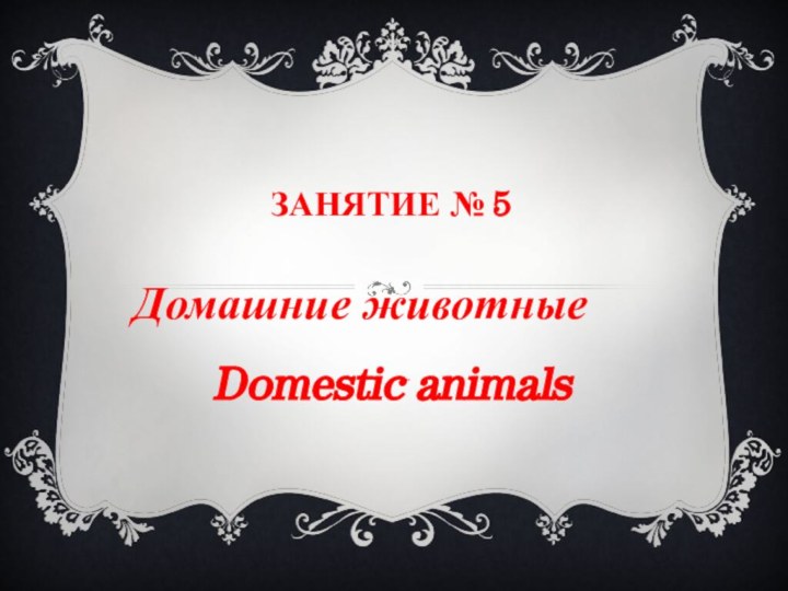 Занятие № 5 Домашние животныеDomestic animals