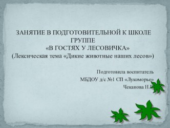 В гостях у Лесовичка (подготовительная группа) презентация к занятию по окружающему миру (подготовительная группа) по теме