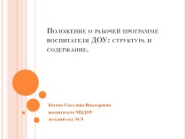 Положение о рабочей программе в ДОУ презентация к уроку