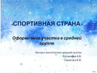 Презентация зимнего участка :СПОРТИВНАЯ СТРАНА презентация к уроку (средняя группа)