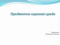 Предметно-игровая среда презентация к уроку