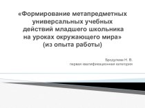 Формирование метапредметных универсальных учебных действий младшего школьника на уроках окружающего мира (из опыта работы) статья по теме