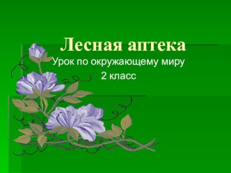 Презентация Лесная аптека занимательные факты по окружающему миру (2 класс) по теме