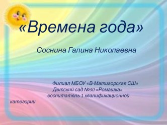 Лэпбук Времена года методическая разработка по окружающему миру