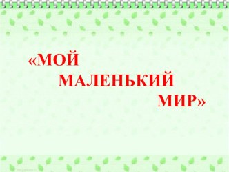 презентация Мой маленький мир презентация