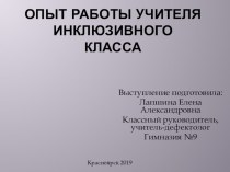 Опыт работы учителя инклюзивного класса материал (1 класс)