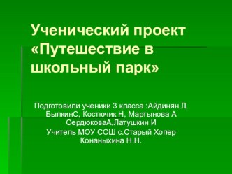 Экологический проект Путешествие в школьный парк проект по окружающему миру (3 класс)