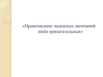 Урок русского языка Правописание падежных окончаний имён прилагательных 4 класс Занков план-конспект урока по русскому языку (4 класс)